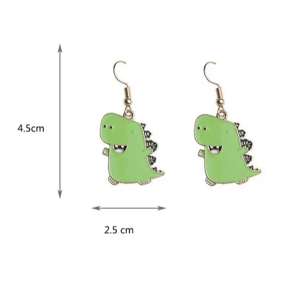 Anting Dinosaurus Hijau Kecil Lucu