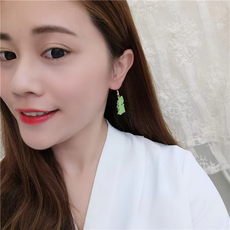 Anting Dinosaurus Hijau Kecil Lucu