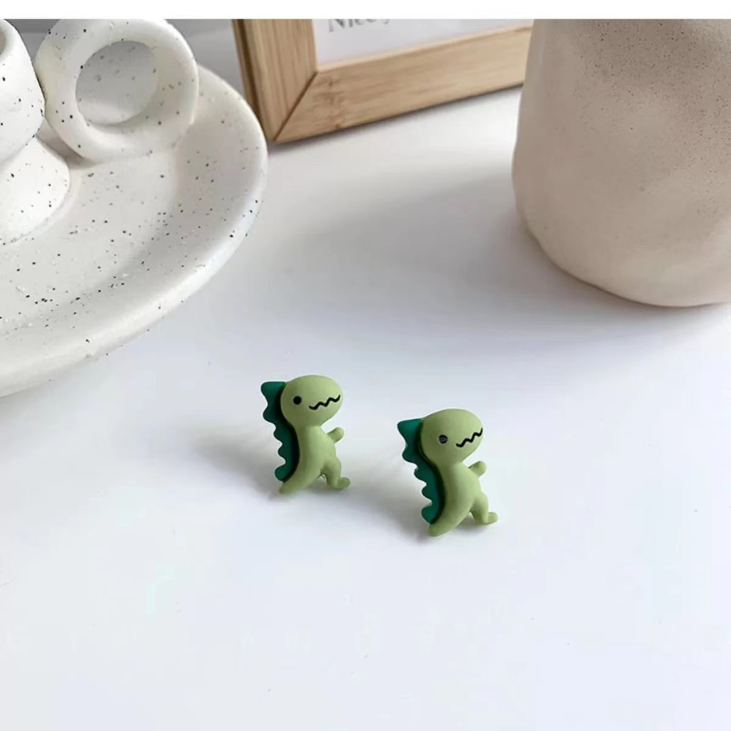 Anting Dinosaurus Hijau Kecil Lucu