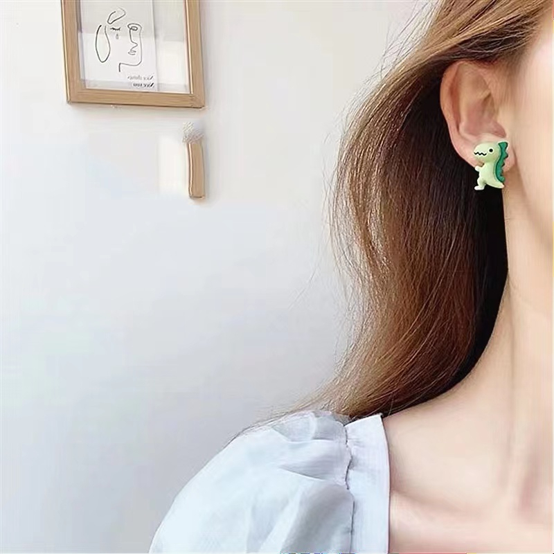 Anting Dinosaurus Hijau Kecil Lucu