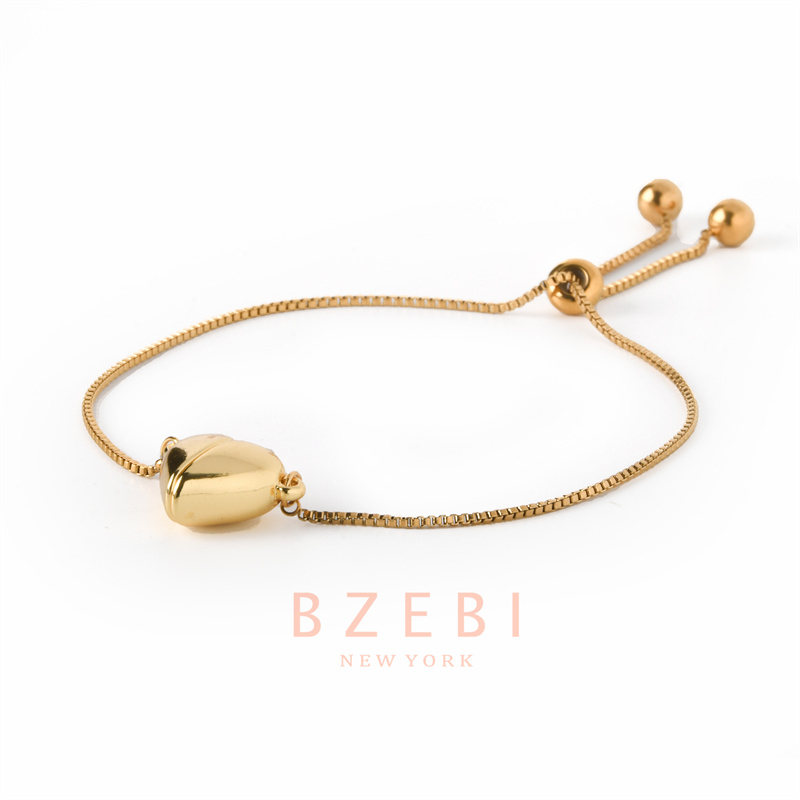Bzebi Gelang Charm Titanium Steel Emas 18k Dengan Berlian, Anti Karat, Aksesoris Fashion Wanita, Perhiasan Gaya Korea, Hadiah Ulang Tahun Dengan Kotak Eksklusif 1219b