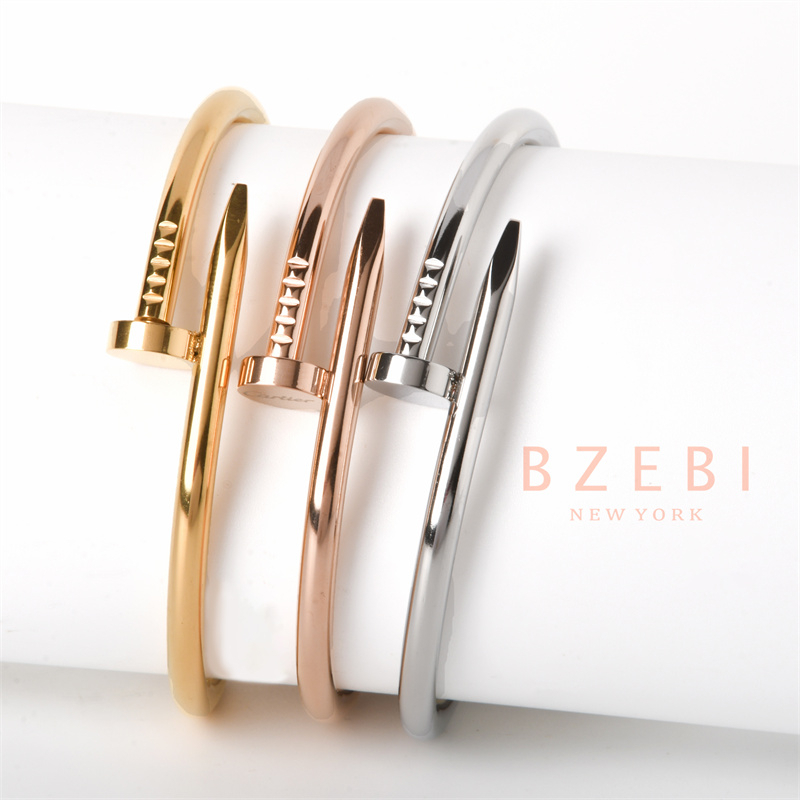 Bzebi Gelang Charm Titanium Steel Emas 18k Dengan Berlian, Anti Karat, Aksesoris Fashion Wanita, Perhiasan Gaya Korea, Hadiah Ulang Tahun Dengan Kotak Eksklusif 1229b