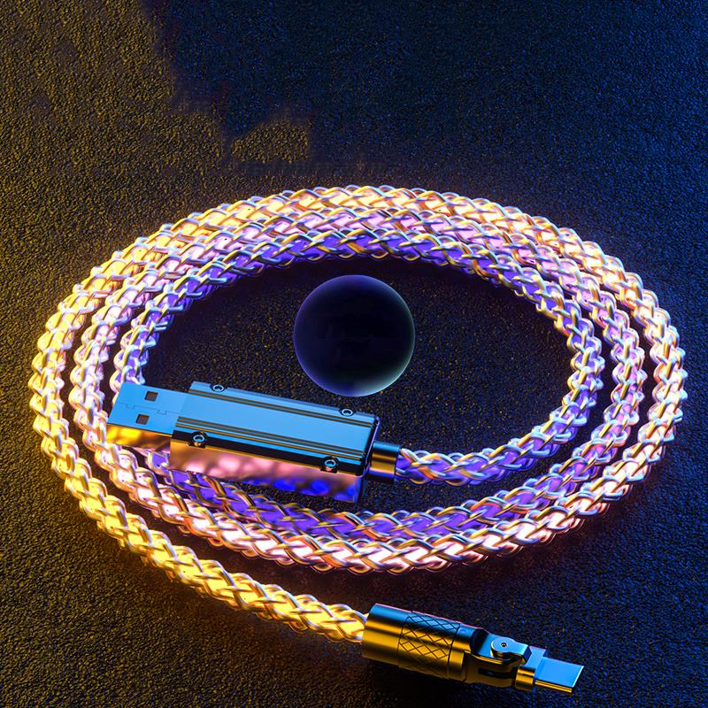 Vaorlo Rgb180° Kabel Data Pengisian Cepat Berputar Kabel Pengisian Cepat Kabel Data USB C
