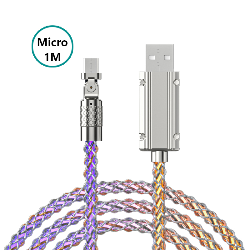 Vaorlo Rgb180° Kabel Data Pengisian Cepat Berputar Kabel Pengisian Cepat Kabel Data USB C