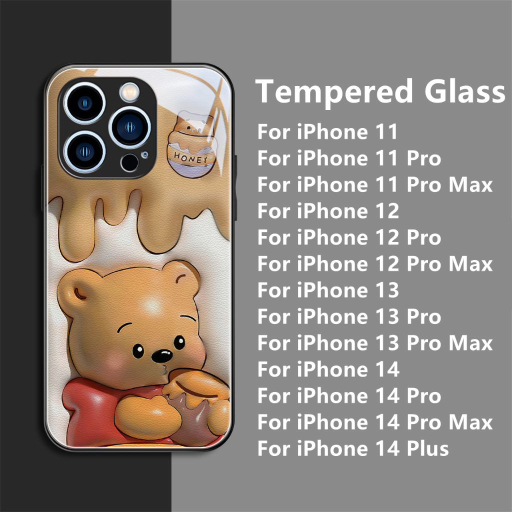 Dllencase Casing Untuk iPhone 14 Pro Max14Plus13 12 11 Bahan Kaca Tempered Case Casing Cover Pelindung Kamera C298 C299