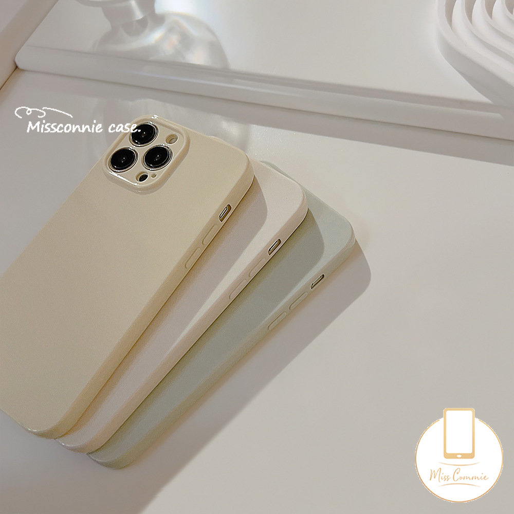 Casing Ponsel Simple Solid Glossy Kompatibel Untuk iPhone 11 Pro Max XR 78 Plus 14 13 11 12 Pro Max X XS Max Mewah Macaron Warna Permen Lembut Cover Pelindung Lensa Kamera