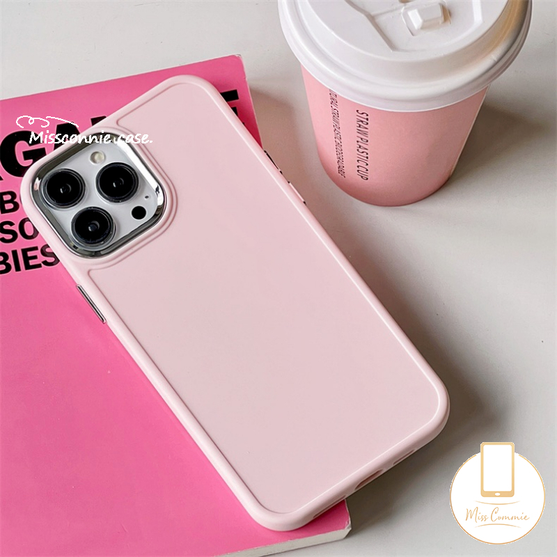 IPHONE Casing Ponsel Persegi Plating Mewah Kompatibel Untuk Iphone7 8plus14 13 11 12 Pro MAX XR X XS MAX Lembut Simple Warna Solid Macaron Warna Permen Full Cover