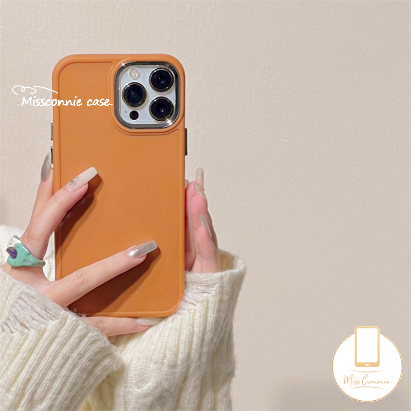 IPHONE Casing Ponsel Persegi Plating Mewah Kompatibel Untuk Iphone7 8plus14 13 11 12 Pro MAX XR X XS MAX Lembut Simple Warna Solid Macaron Warna Permen Full Cover