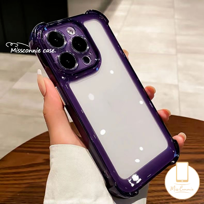 IPHONE Casing Ponsel Tombol Electroplated Plating Mewah Kompatibel Untuk Iphone11 14 13 12 Pro MAX XR 7 8 Plus X XS MAX Tahan Guncangan Sederhana Macaron Warna Permen Lembut TPU Cover