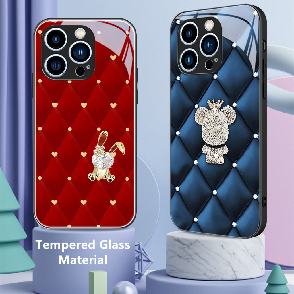 Casing Untuk iPhone 14 Pro Max14 Plus 13 12 11 Bahan Kaca Tempered Case Casing Cover Pelindung Kamera D072