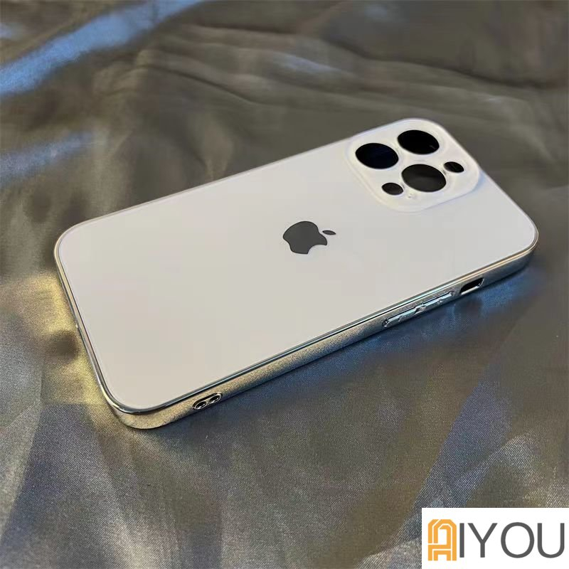 IPHONE Ag Frosted Glass Case Plating Casing PC Untuk Iphone14Plus11 13 12 Pro Max Dengan Perlindungan Lensa Penutup Belakang