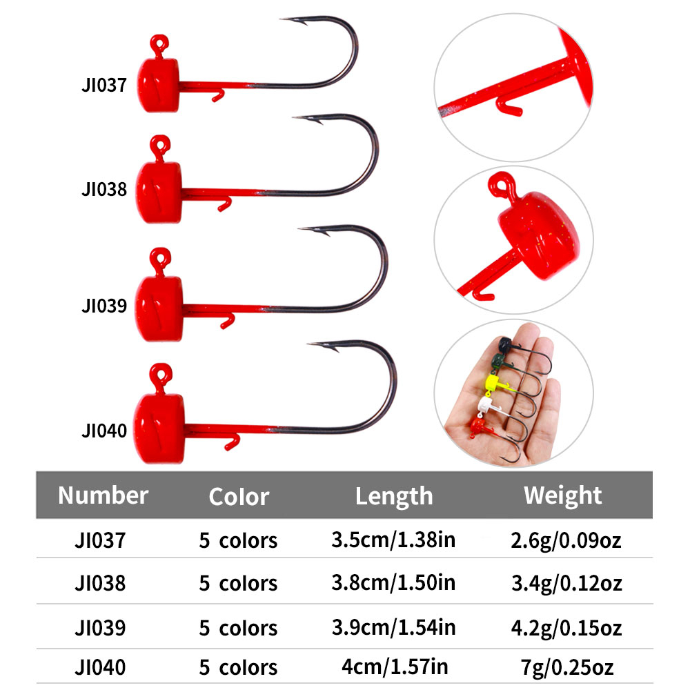 Hengjia 5Pcs Kepala Jamur Ned Rig Hook Jig Head Dengan Kait Perak 2.6g 3.4g 4.2g 7g Mengambang Umpan Lembut