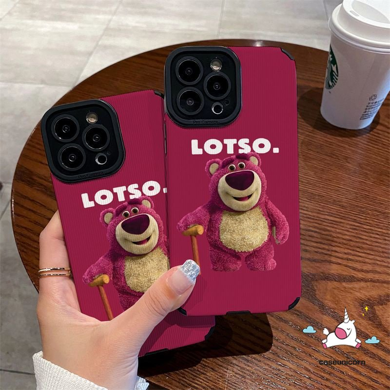 IPHONE Casing Ponsel Silikon Tekstur Kulit Mewah Lembut Kompatibel Untuk Iphone11 12 13 14 Pro Max7 8 Plus X XR XS MAX 7Plus Kartun Yang Indah Lucu Manyo Strawberry Bear Shockproof Cover