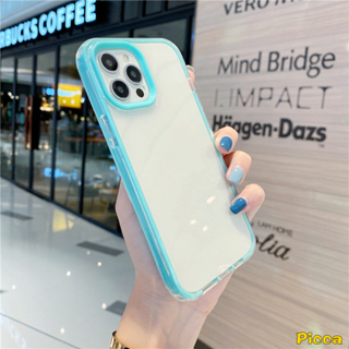 IPHONE Casing 3in1 Mewah Macaron Warna Permen Kompatibel Untuk Iphone11 7Plus 8Plus XR 13 12 11 14 Pro Max7 8 14 Plus X XS Max SE 2020 Silikon Transparan Shokcproof Bumper Soft Cover