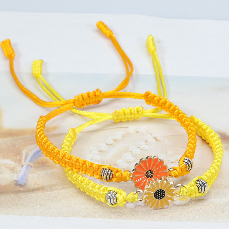 Handwoven Gelang Lucu Fashion Daisy Tenun Tali Hadiah Wanita Langsung Pabrik Harga Grosir