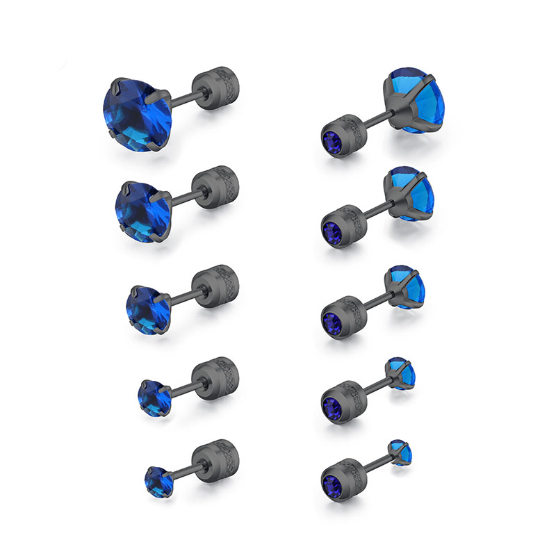 [ACKER] 2-6mm 1pasang Anting Tusuk Sapphire Cubic Zirconia Titanium Stainless Diamond AAA+Zircon Untuk Wanita