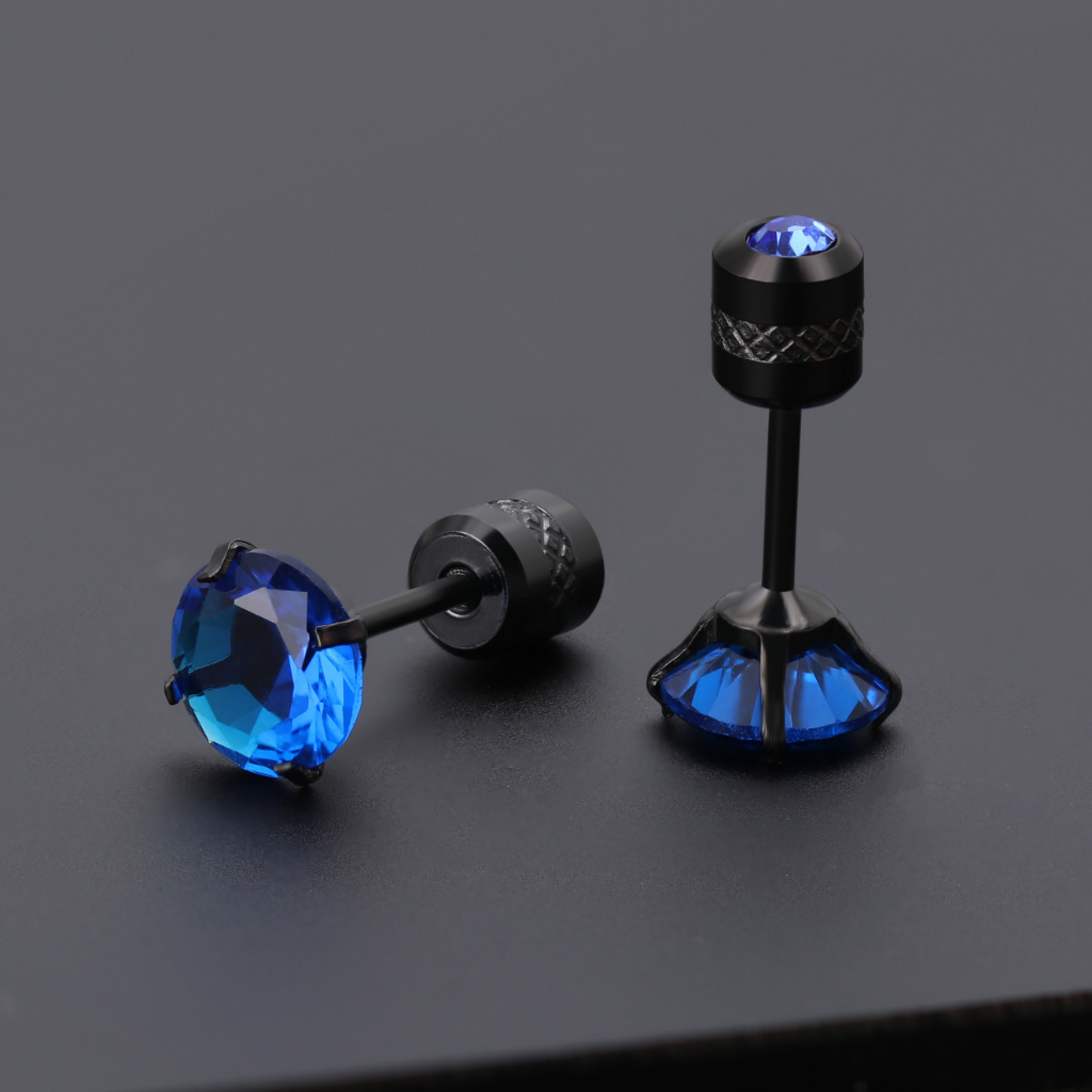 [ACKER] 2-6mm 1pasang Anting Tusuk Sapphire Cubic Zirconia Titanium Stainless Diamond AAA+Zircon Untuk Wanita