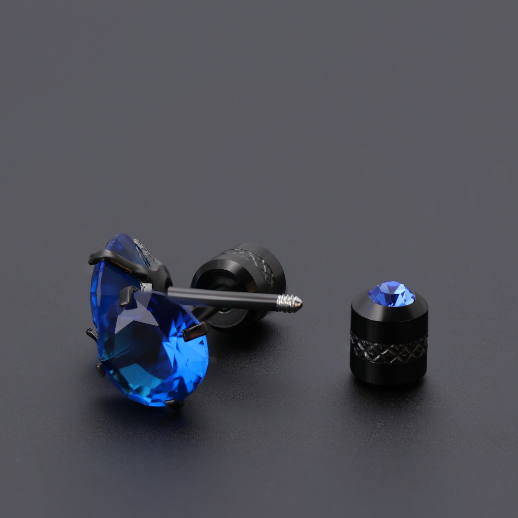 [ACKER] 2-6mm 1pasang Anting Tusuk Sapphire Cubic Zirconia Titanium Stainless Diamond AAA+Zircon Untuk Wanita