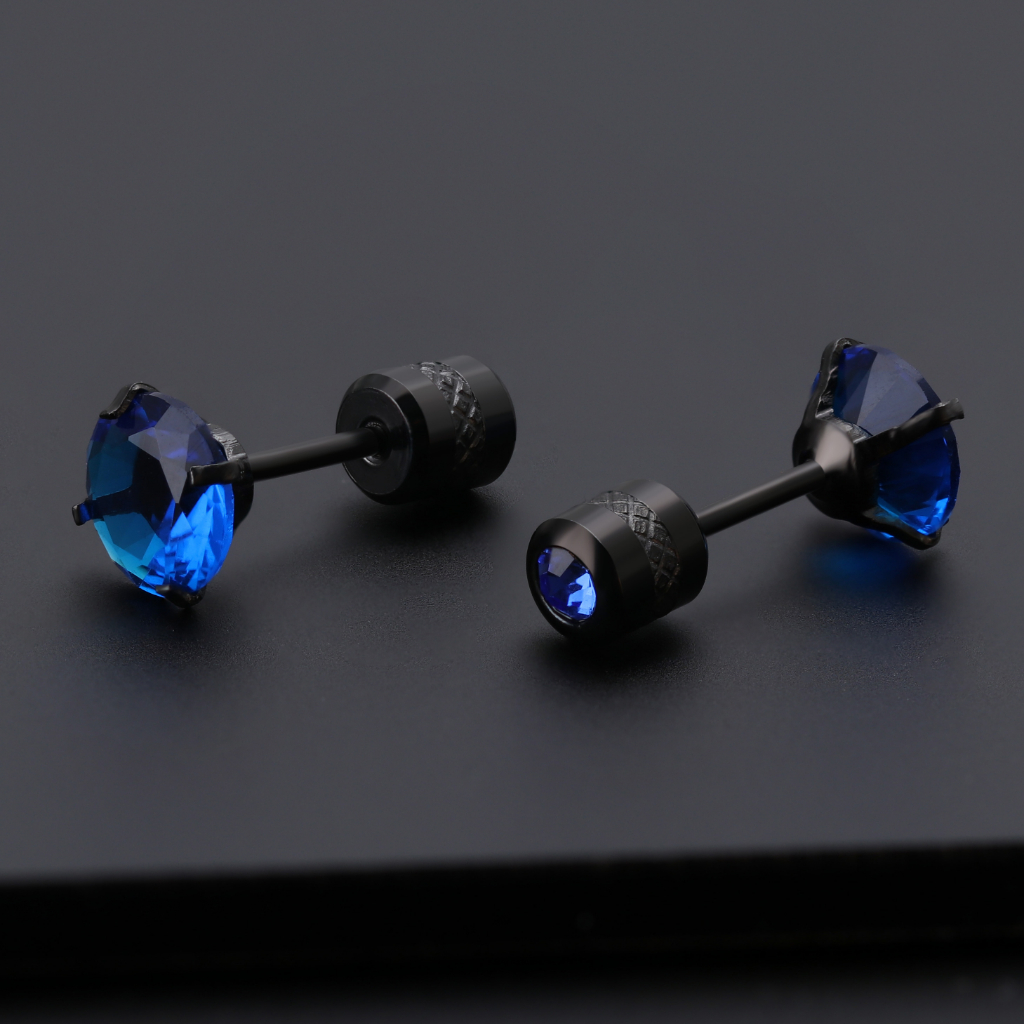 [ACKER] 2-6mm 1pasang Anting Tusuk Sapphire Cubic Zirconia Titanium Stainless Diamond AAA+Zircon Untuk Wanita