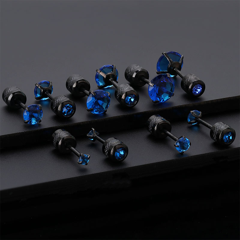 [ACKER] 2-6mm 1pasang Anting Tusuk Sapphire Cubic Zirconia Titanium Stainless Diamond AAA+Zircon Untuk Wanita