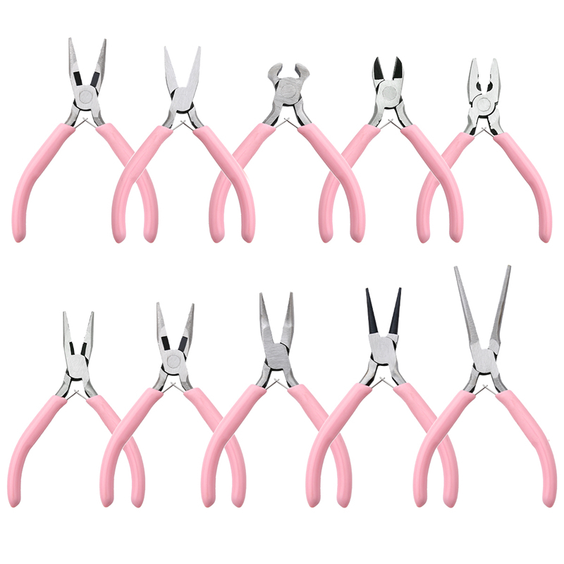 Multi-tipe Pink Non-slip Handle Splicing &amp; Fixing Jewelry Tang Tools &amp; Peralatan Kit Untuk Desain Aksesoris Perhiasan DIY