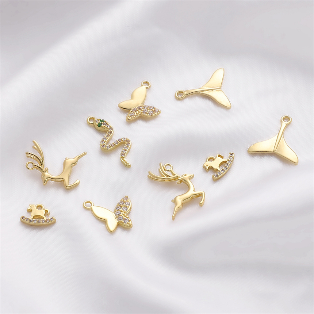 14k Emas Tembaga Elk Ikan Ekor Liontin Gelang Kalung Anting Handmade DIY Bahan Perhiasan Aksesoris