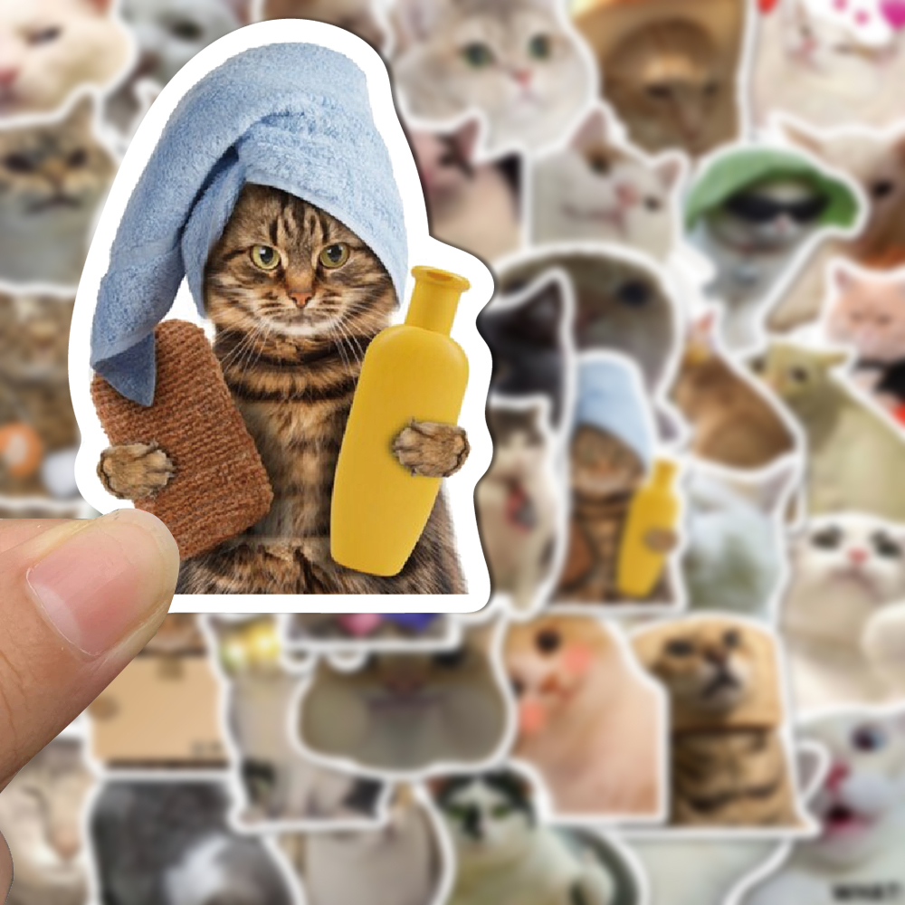 [in Stock] 50stiker Kucing Lucu Stiker Buku Besar Kucing Yang Indah Dan Kreatif Dekorasi Ponsel Dan Komputer Stiker Tahan Air