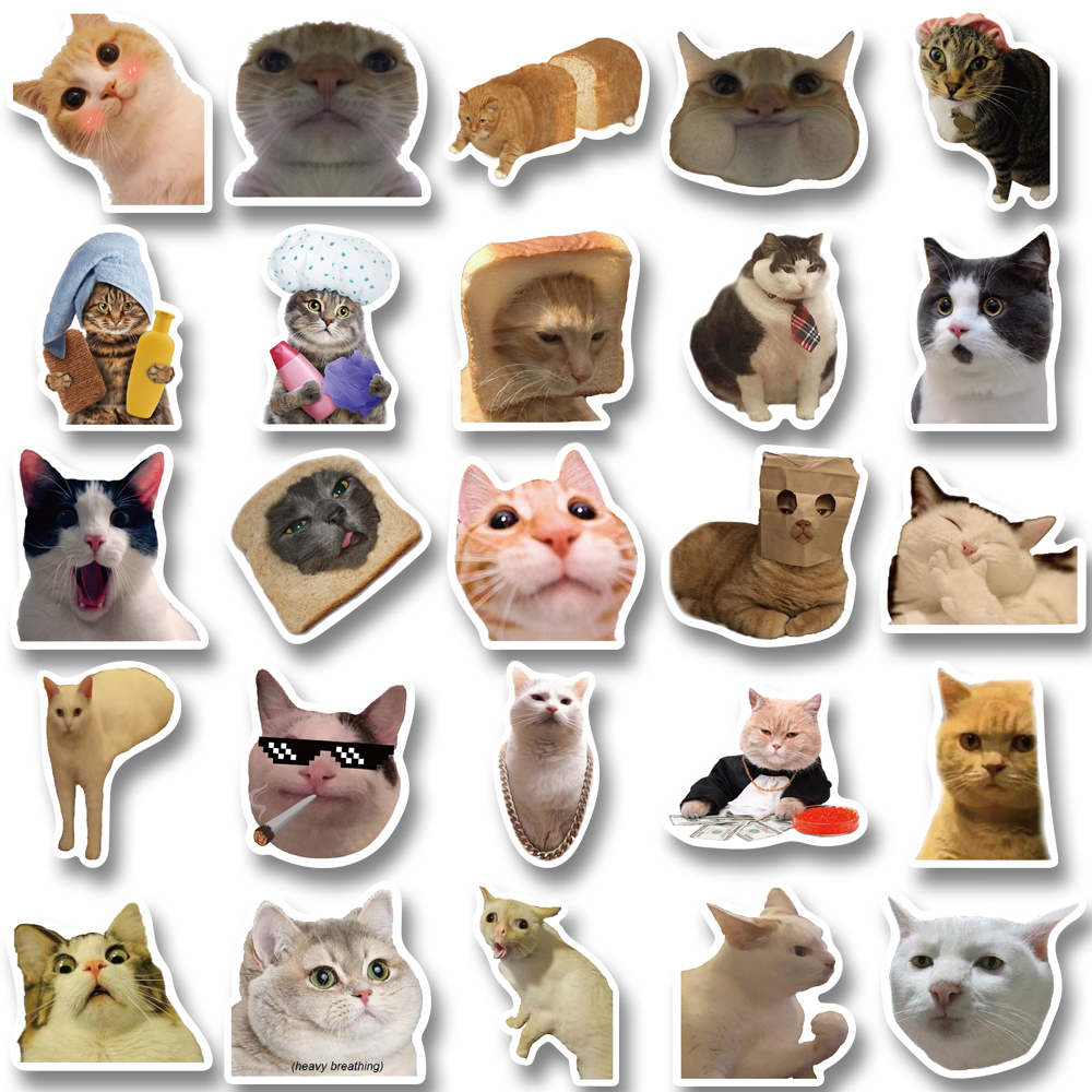 [in Stock] 50stiker Kucing Lucu Stiker Buku Besar Kucing Yang Indah Dan Kreatif Dekorasi Ponsel Dan Komputer Stiker Tahan Air