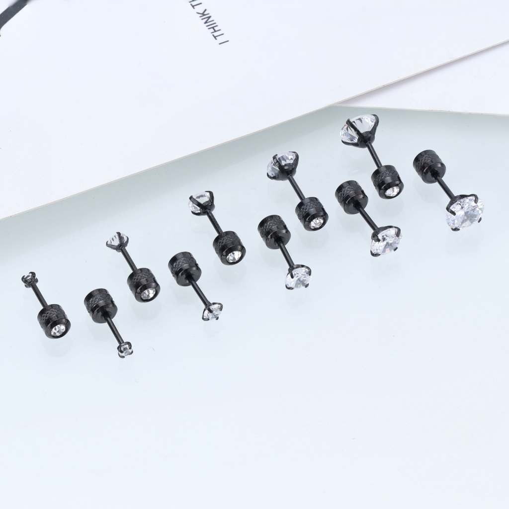 [ACKER] 2-6mm 1pasang Anting Tusuk Cubic Zirconia Titanium Stainless Diamond AAA+Zircon Untuk Wanita