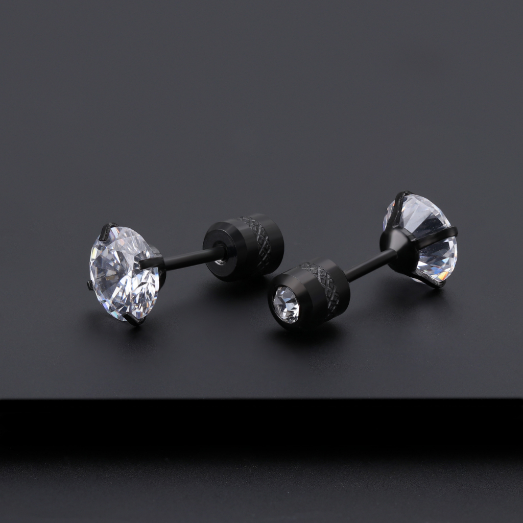 [ACKER] 2-6mm 1pasang Anting Tusuk Cubic Zirconia Titanium Stainless Diamond AAA+Zircon Untuk Wanita