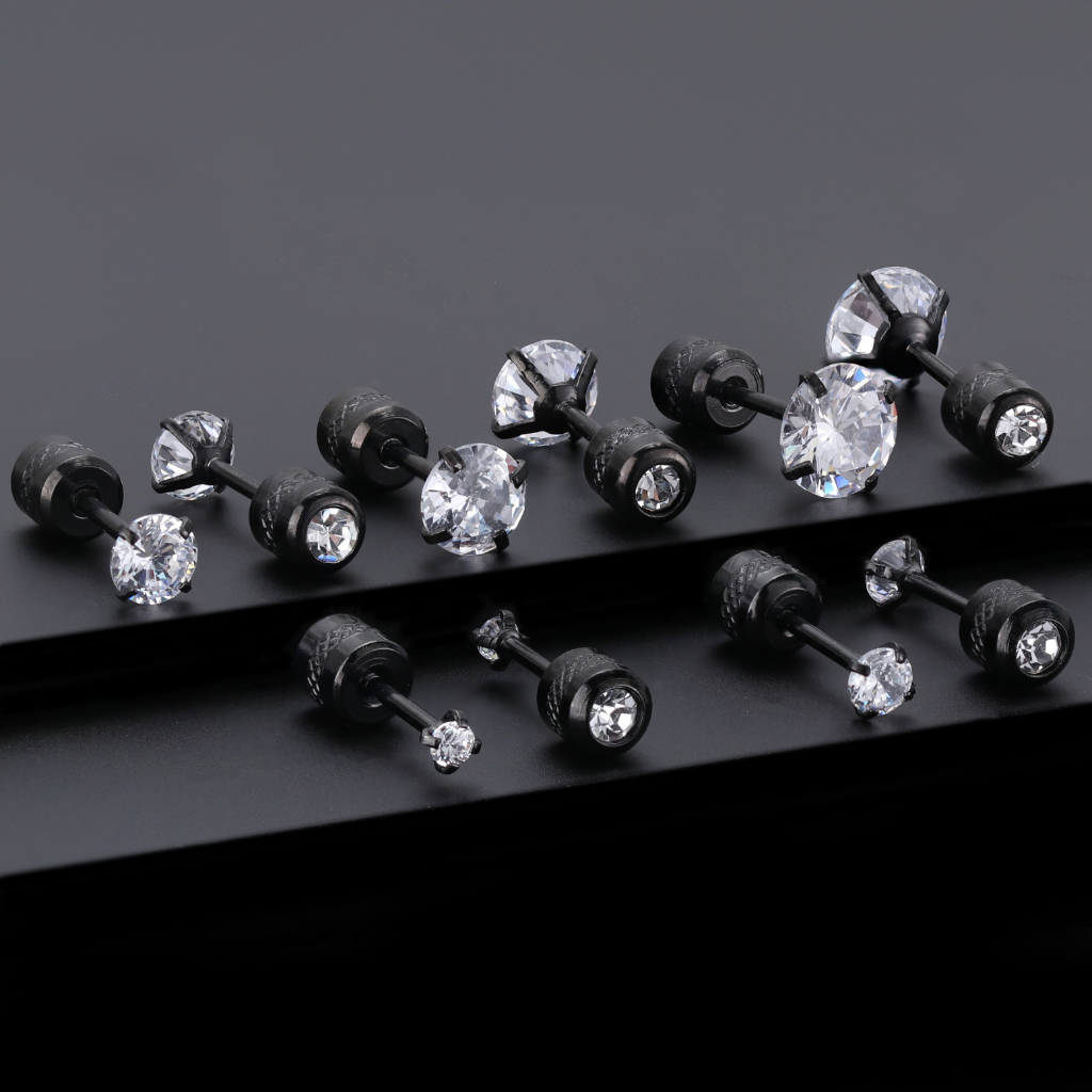 [ACKER] 2-6mm 1pasang Anting Tusuk Cubic Zirconia Titanium Stainless Diamond AAA+Zircon Untuk Wanita