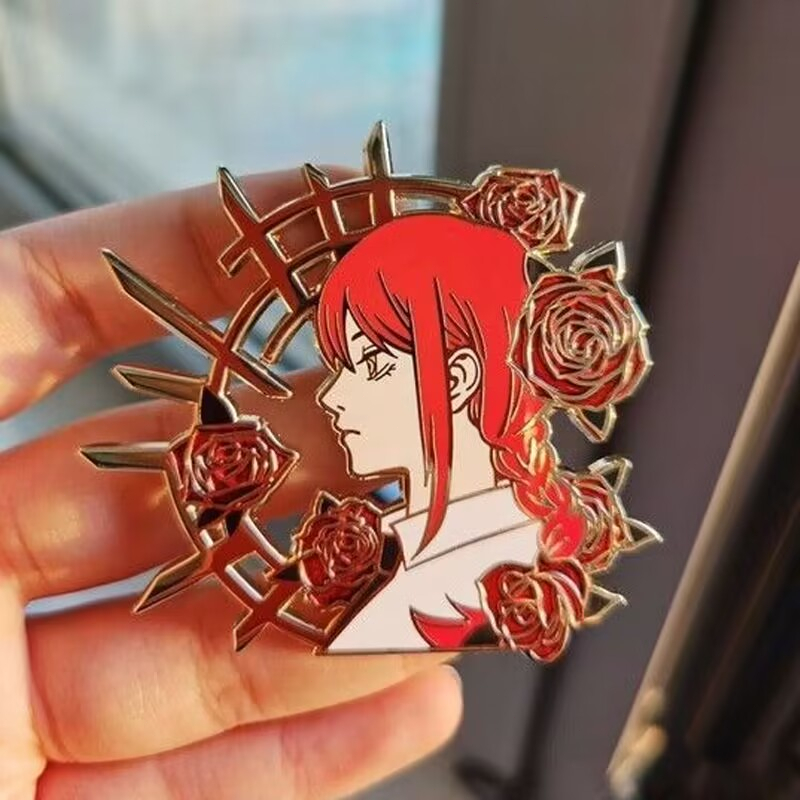 Anime Chainsaw Man Enamel Pin Kartun Makima Bros Kerah Lencana Ransel Pakaian Logam Bros Perhiasan Hadiah Untuk Penggemar Teman