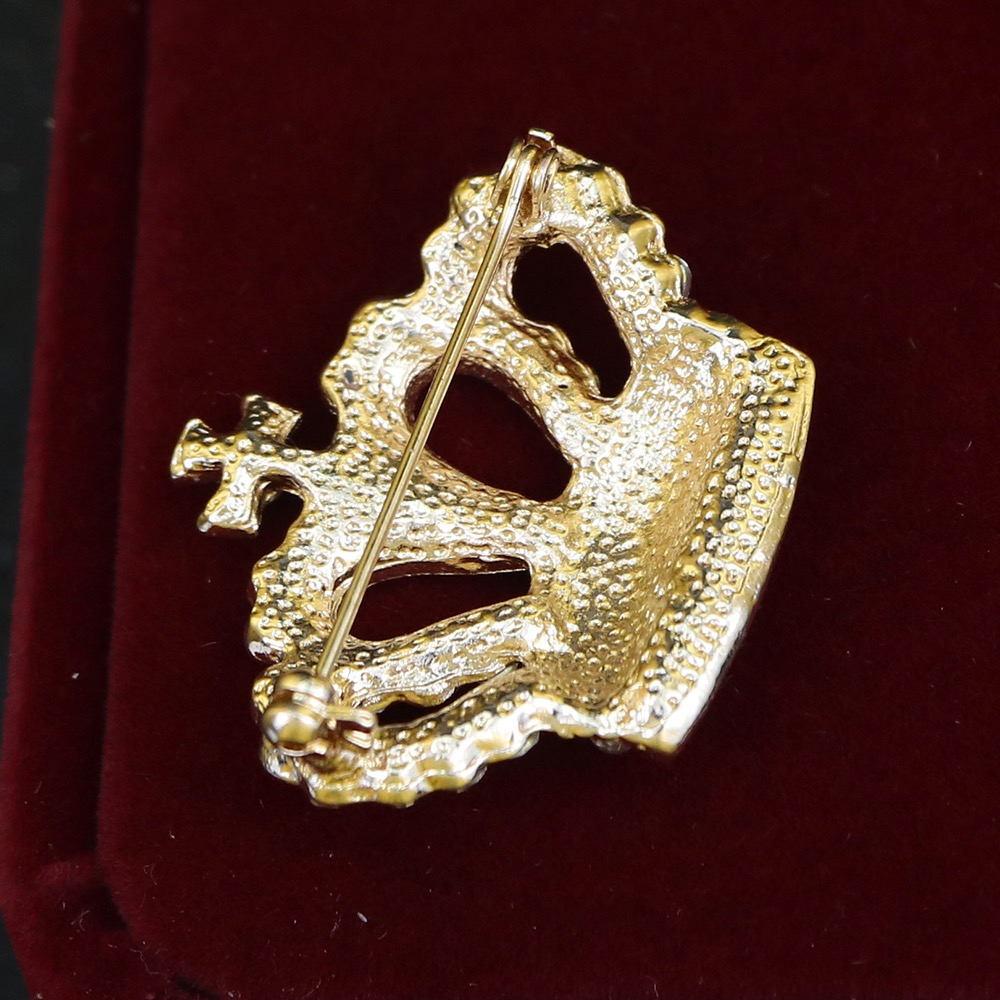 Bros Mahkota Berlian Imitasi Versi Korea Paduan High-End Aksesoris Pakaian Anti-Silau Pin Brooch