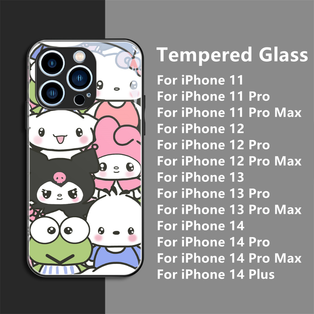 Dllencase Casing Untuk iPhone 14 Pro Max14Plus13 12 11 Bahan Kaca Tempered Case Casing Cover Pelindung Kamera D074 D075