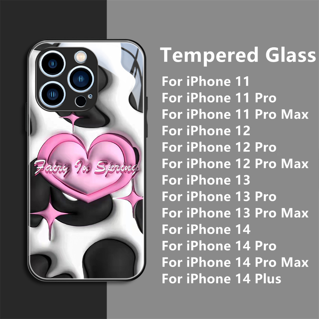 Dllencase Casing Untuk iPhone 14 Pro Max14Plus13 12 11 Bahan Kaca Tempered Case Casing Cover Pelindung Kamera D086 D087