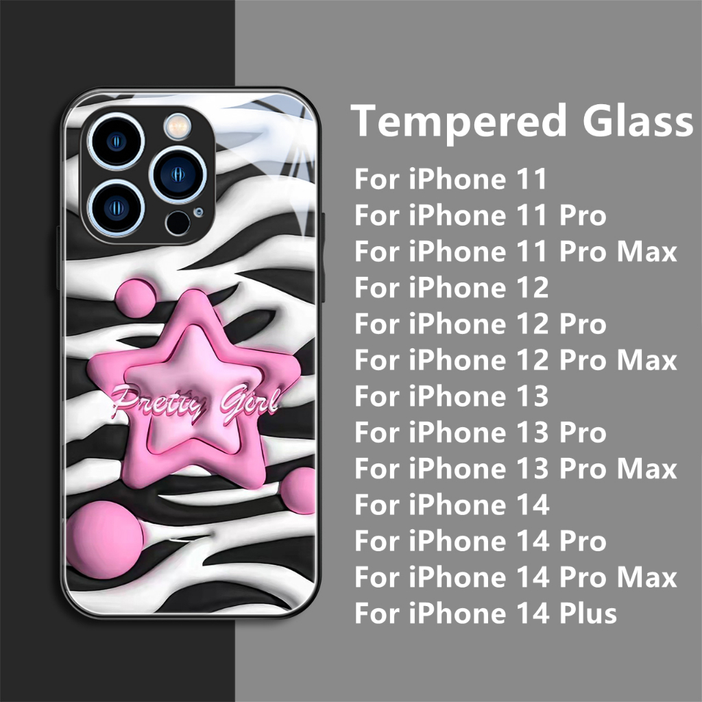 Dllencase Casing Untuk iPhone 14 Pro Max14Plus13 12 11 Bahan Kaca Tempered Case Casing Cover Pelindung Kamera D086 D087