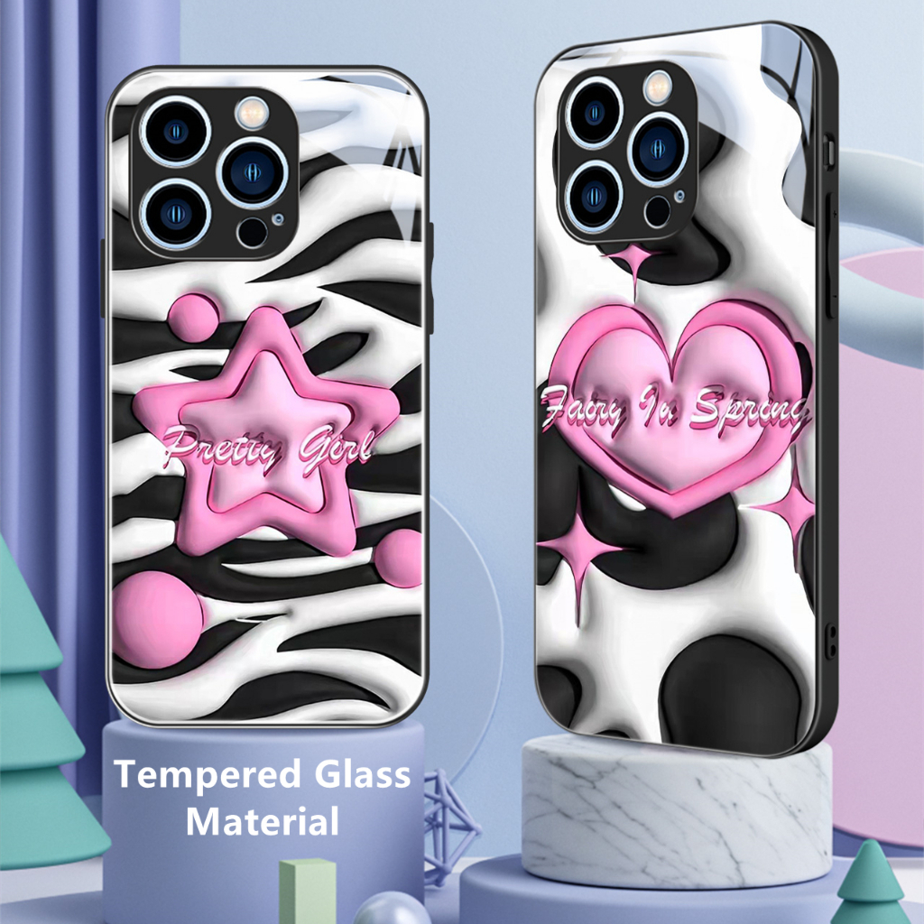 Dllencase Casing Untuk iPhone 14 Pro Max14Plus13 12 11 Bahan Kaca Tempered Case Casing Cover Pelindung Kamera D086 D087