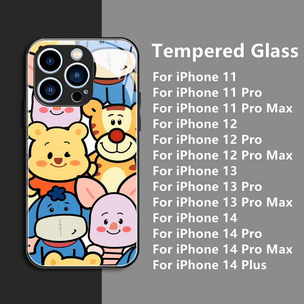 Dllencase Casing Untuk iPhone 14 Pro Max14Plus13 12 11 Bahan Kaca Tempered Case Casing Cover Pelindung Kamera D074 D075