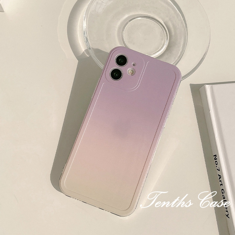 Kompatibel Untuk Iphone14 13 12 11 Pro Max X XR Xs Max8 7 6 6s Plus SE 2020 Ins Gradiasi Ungu Casing Ponsel Dengan Bracket Soft Cover