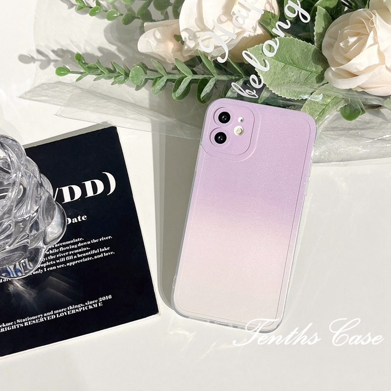 Kompatibel Untuk Iphone14 13 12 11 Pro Max X XR Xs Max8 7 6 6s Plus SE 2020 Ins Gradiasi Ungu Casing Ponsel Dengan Bracket Soft Cover