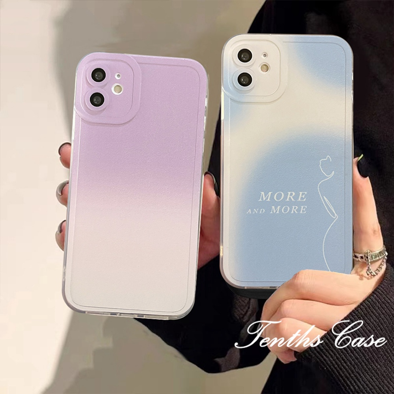 Kompatibel Untuk Iphone14 13 12 11 Pro Max X XR Xs Max8 7 6 6s Plus SE 2020 Ins Gradiasi Ungu Casing Ponsel Dengan Bracket Soft Cover