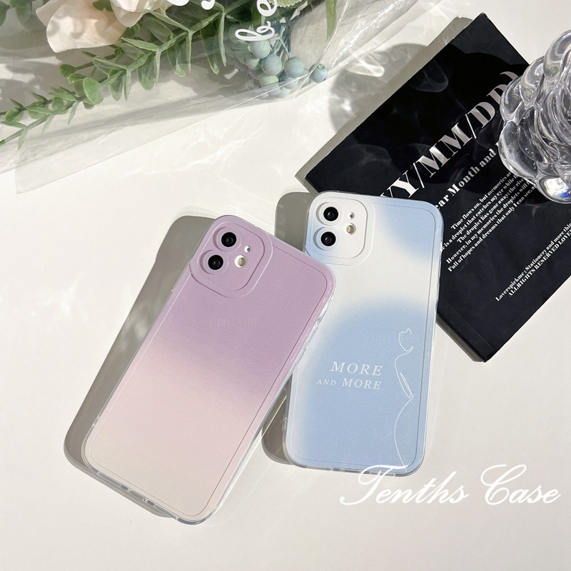 Kompatibel Untuk Iphone14 13 12 11 Pro Max X XR Xs Max8 7 6 6s Plus SE 2020 Ins Gradiasi Ungu Casing Ponsel Dengan Bracket Soft Cover