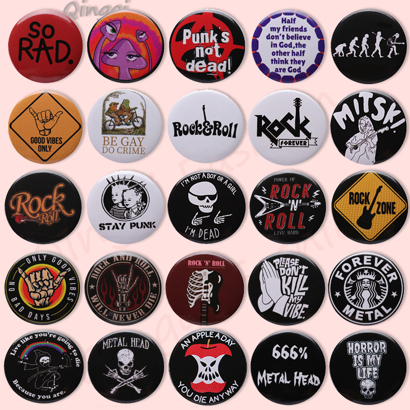 44mm Rock Roll Tinplate Pin Punk Tidak Mati Selamanya Bros Lencana Kerah Pin Tombol Lencana Punk Musik Perhiasan Hadiah Untuk Penggemar