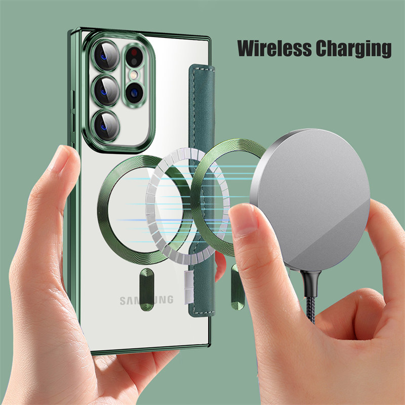 Luxury Flip Bisnis Kulit Wireless Charging Phone Case Untuk Samsung S23 Ultra S23 Plus S23 Shockproof Magnetic Card Slot Cover