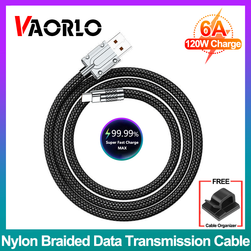 Kabel Data Fast Charge VAORLO 6A 120W Kabel Charge Super Cepat Tipe C Kabel Pengisian Cepat