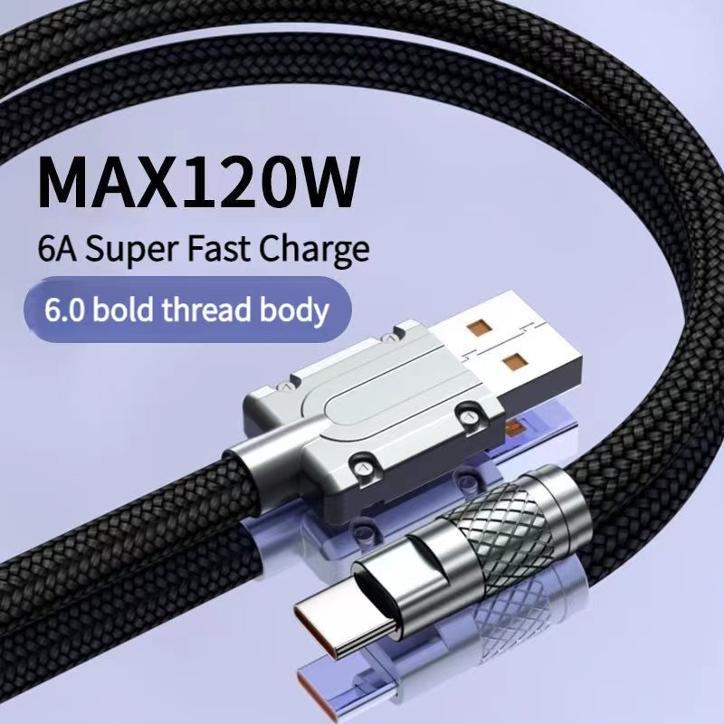 Kabel Data Fast Charge VAORLO 6A 120W Kabel Charge Super Cepat Tipe C Kabel Pengisian Cepat