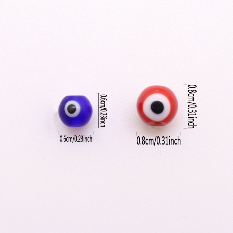 20pcs 6/8mm Glass Circular Evil Eye Beads Putaran Longgar Spacer Beads Untuk Membuat Perhiasan DIY Gelang Kalung Aksesoris Kerajinan Tangan