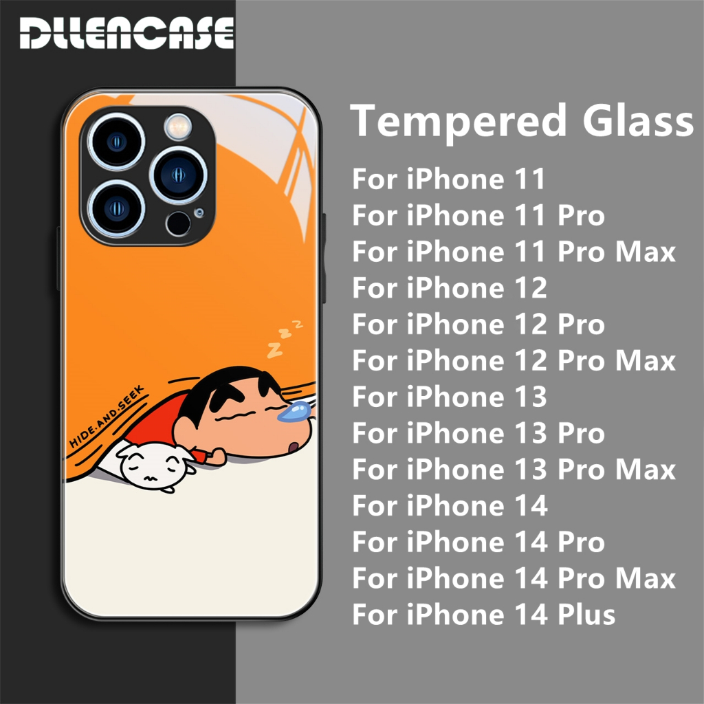 Dllencase Casing Untuk iPhone 14 Pro Max14Plus13 12 11 Bahan Kaca Tempered Case Casing Cover Pelindung Kamera D076/D077