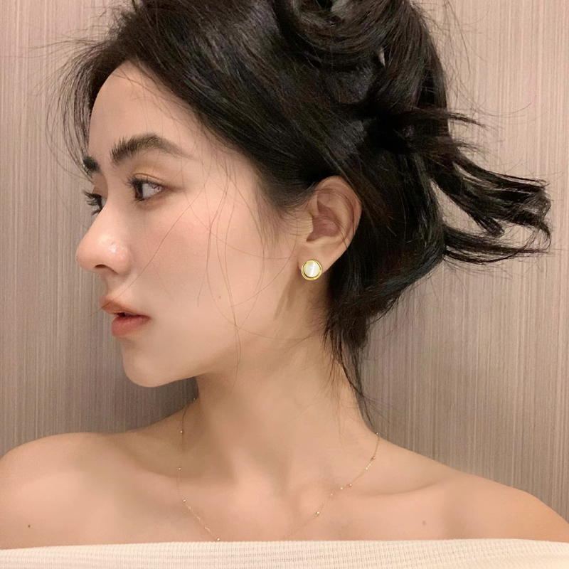 Anting Bulat opal Cantik Untuk Wanita Korea vintage Temperamen Aksesoris Telinga
