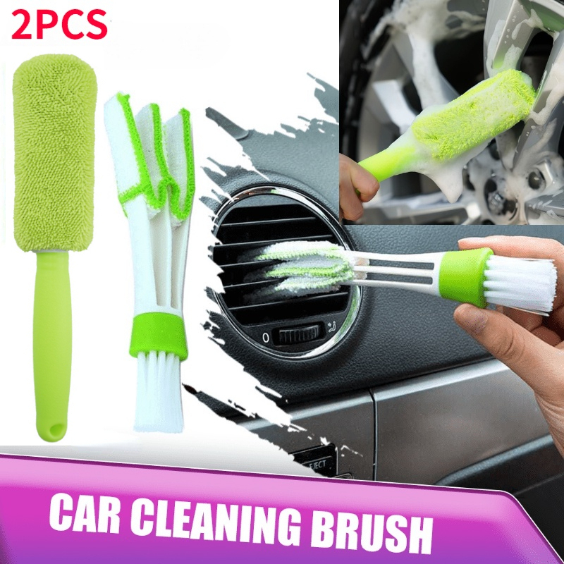 2-piece set/Kemoceng brush Cleaner Sikat Pembersih Mobil Pembersih Ventilasi Ac Detailing Debu Sikat microfiber Untuk Membersihkan Aksesoris Roda Mobil